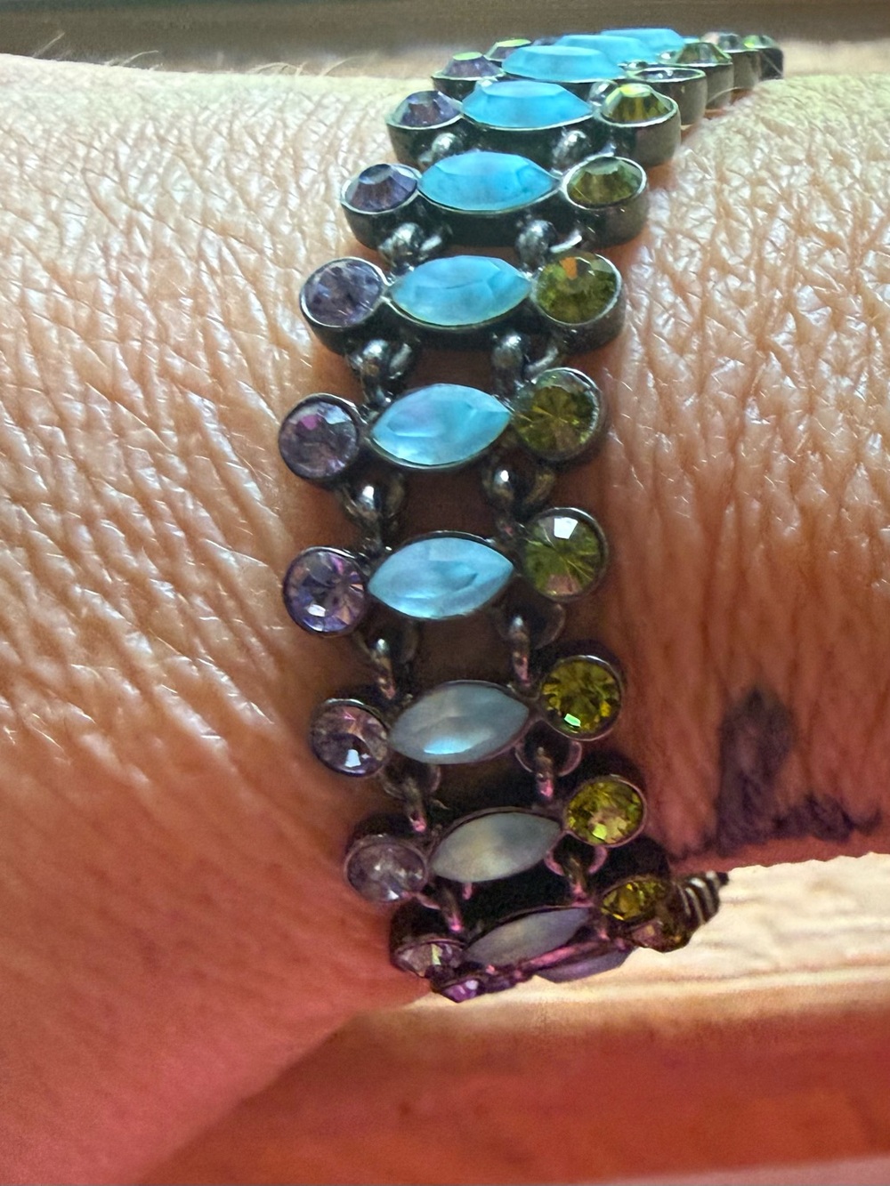 Vintage Authentic Signed Givenchy Multi-Row Rhinestone Link Bracelet - Picture 4 of 6
